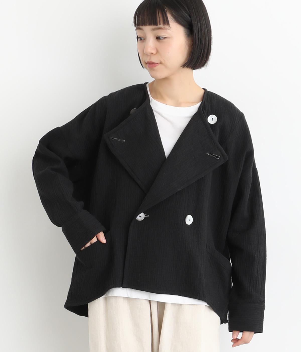 ステッチ生地ジャケット(ブラック-F)