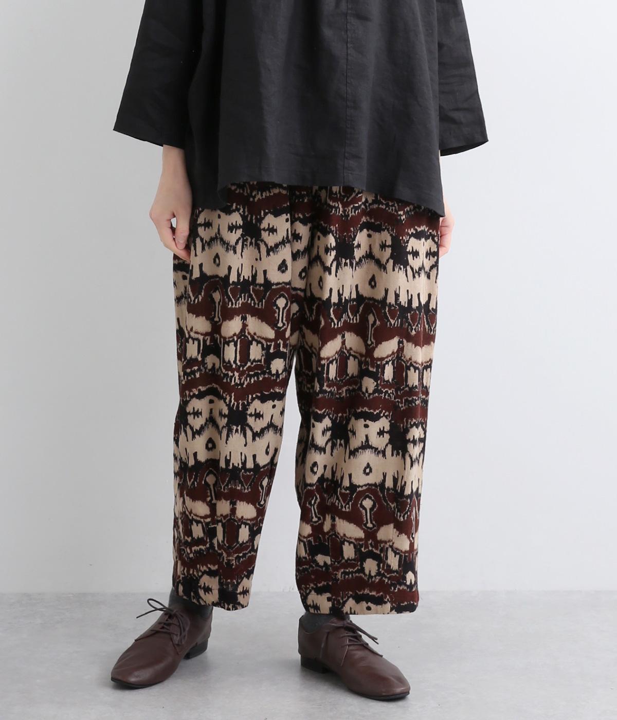 イカットプリントパンツ(ブラウン-F)