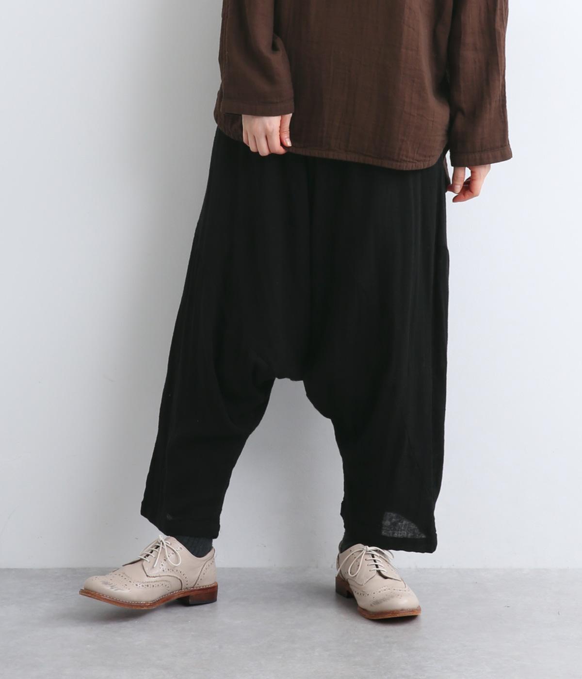 ダブルガーゼ　サルエルパンツ(ブラック-F)