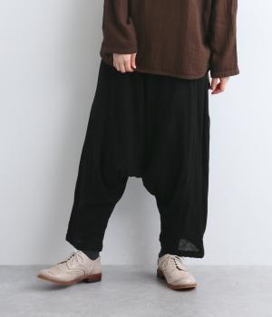 ダブルガーゼ　サルエルパンツ(ブラック-F)