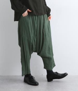 ダブルガーゼ　サルエルパンツ(グリーン-F)