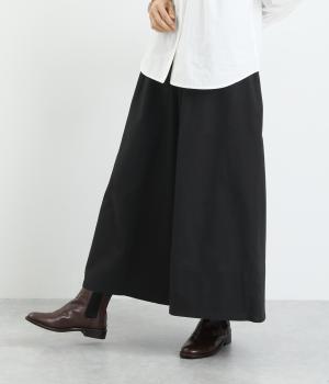 ツイル無地ワイドパンツ(ブラック-F)