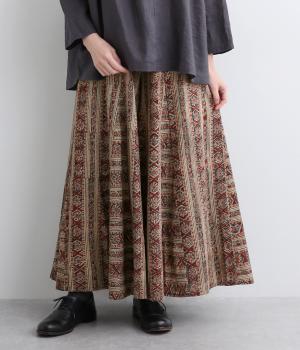 縞ブロックワイドパンツ(ピンク-F)