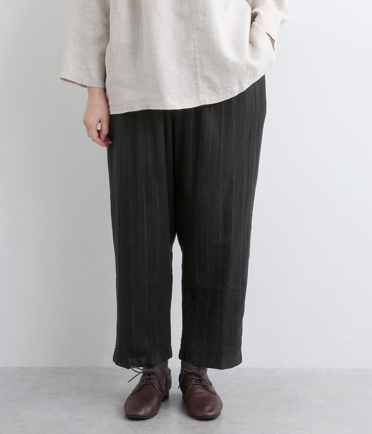 ストライプ×サテンパンツ(ブラック-F)