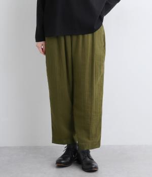 ストライプ×サテンパンツ(カーキ-F)