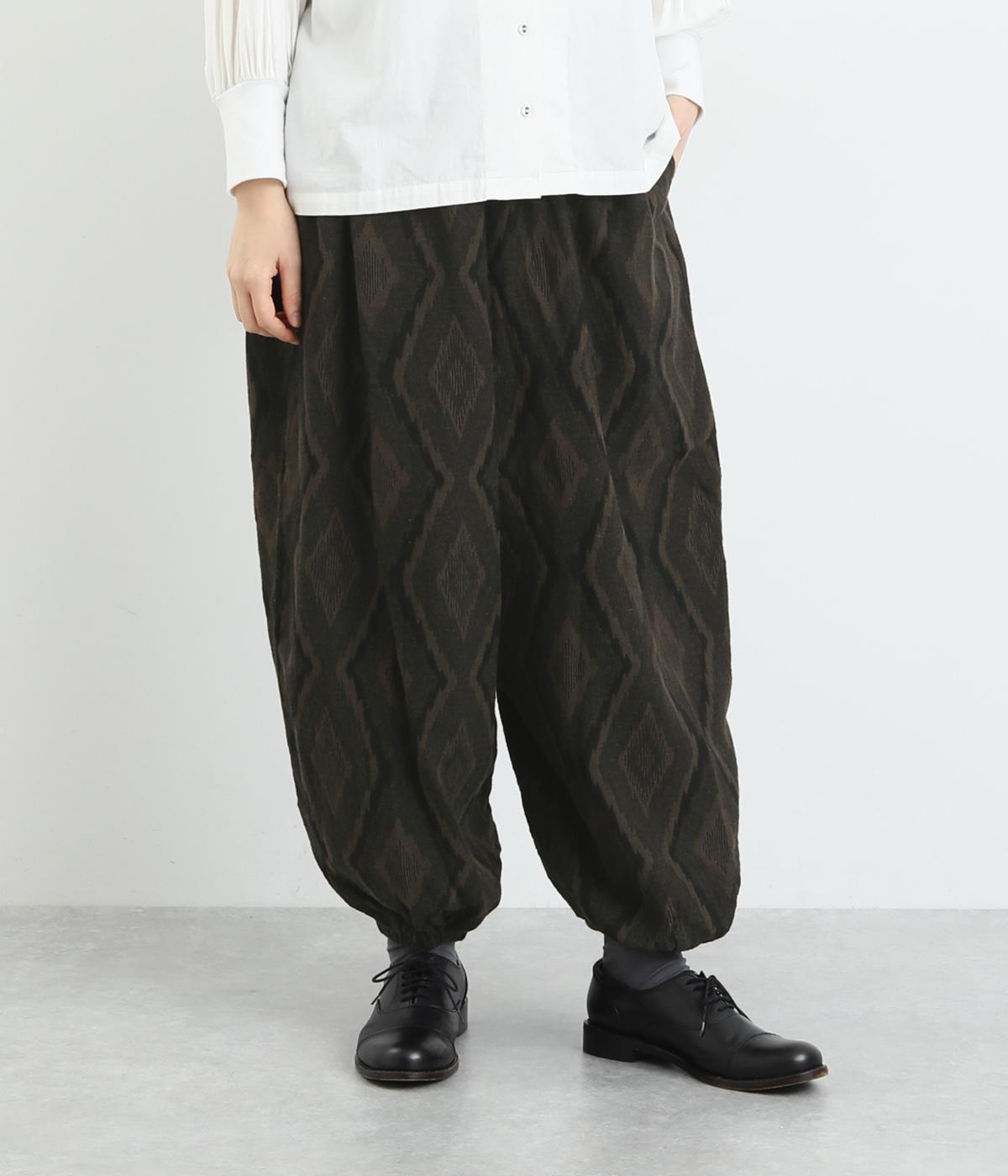 イカット柄ジャカードパンツ(ブラウン-F)