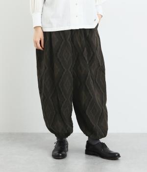 イカット柄ジャカードパンツ(ブラウン-F)