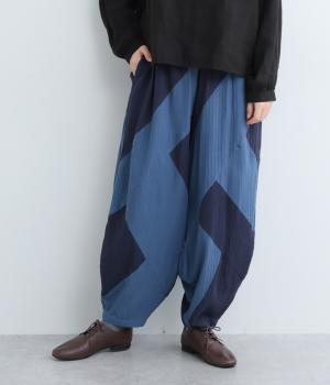 コットンパッチパンツ(ブルー-F)