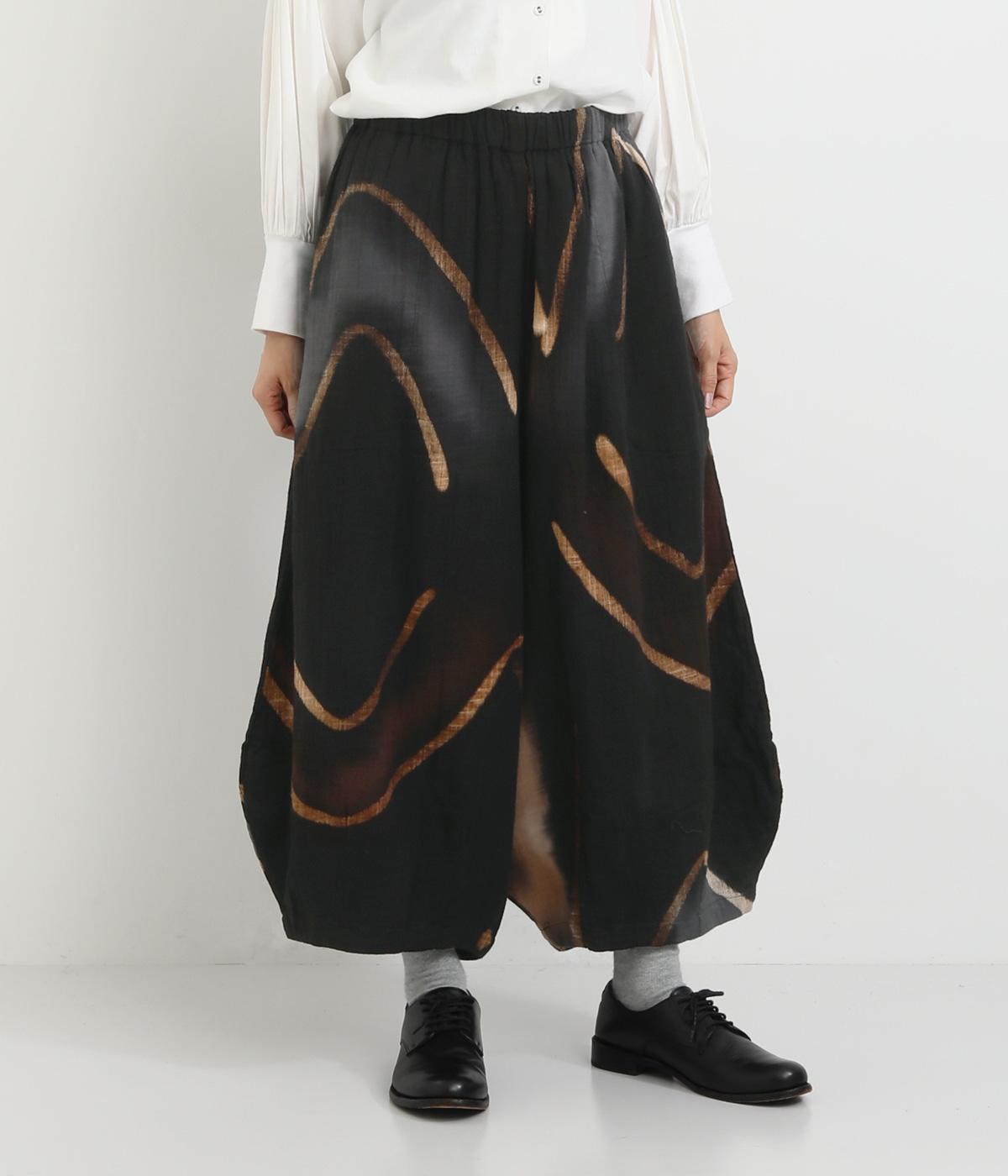 ダブルガーゼ手描きパンツ(ブラック-F)