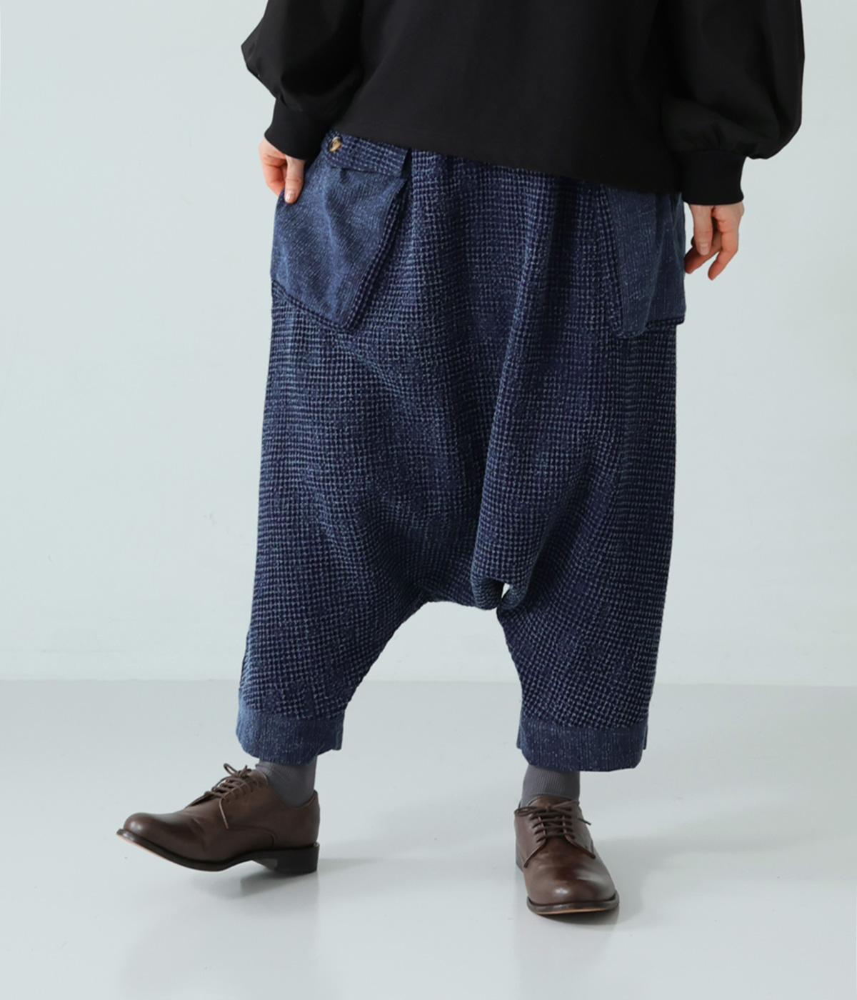 藍染コンビ　サルエルパンツ(ネイビー-F)
