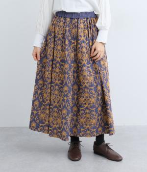 オリエンタル刺繍生地スカート