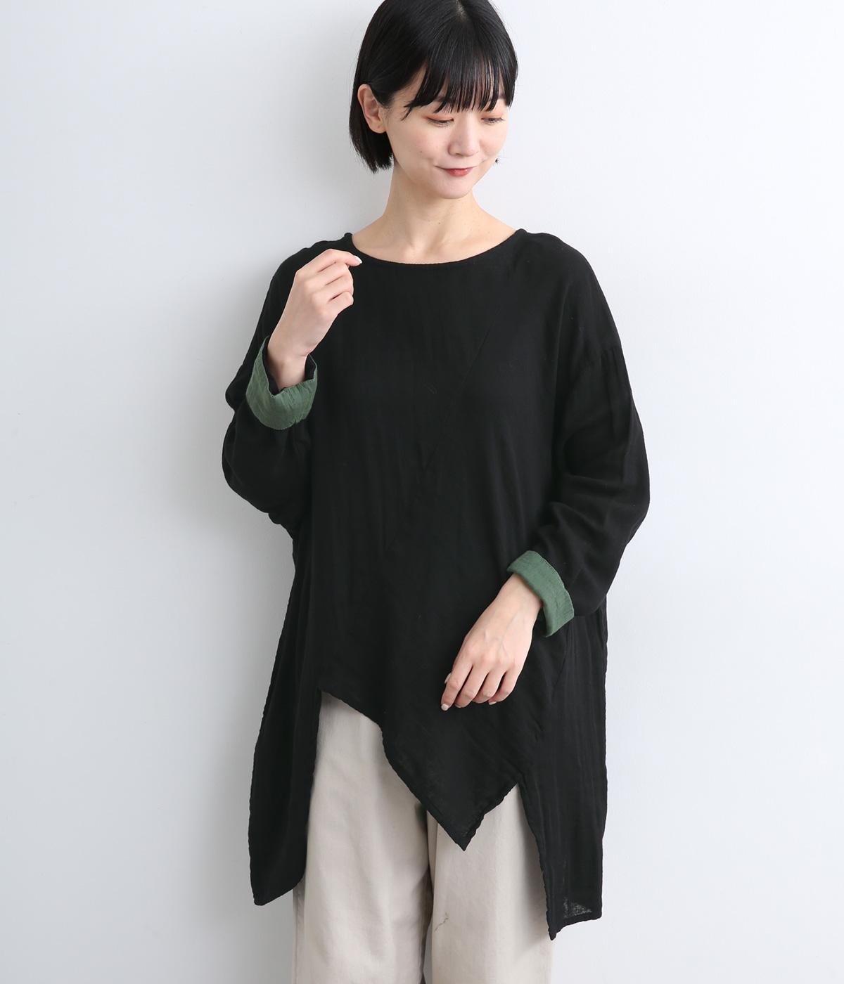 ダブルガーゼプルオーバー(ブラック-F)