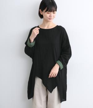 ダブルガーゼプルオーバー(ブラック-F)