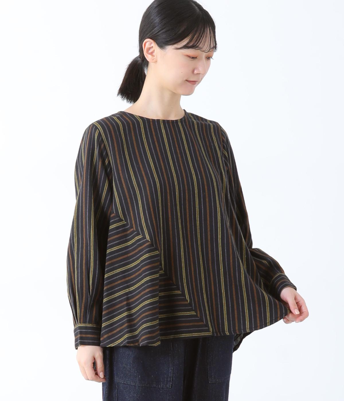 ストライプ切り替えプルオーバー(ブラック-F)