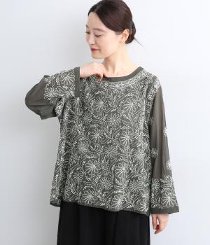 総ラクノウ刺繍プルオーバーブラウス