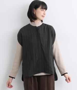 ストライプ×サテンベスト(ブラック-F)