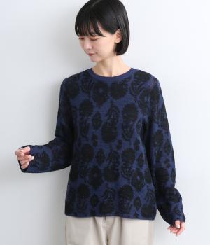 シルエット花ニットプルオーバー(ブラック-F)