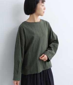 スラブ無地2wayプルオーバー(グリーン-F)
