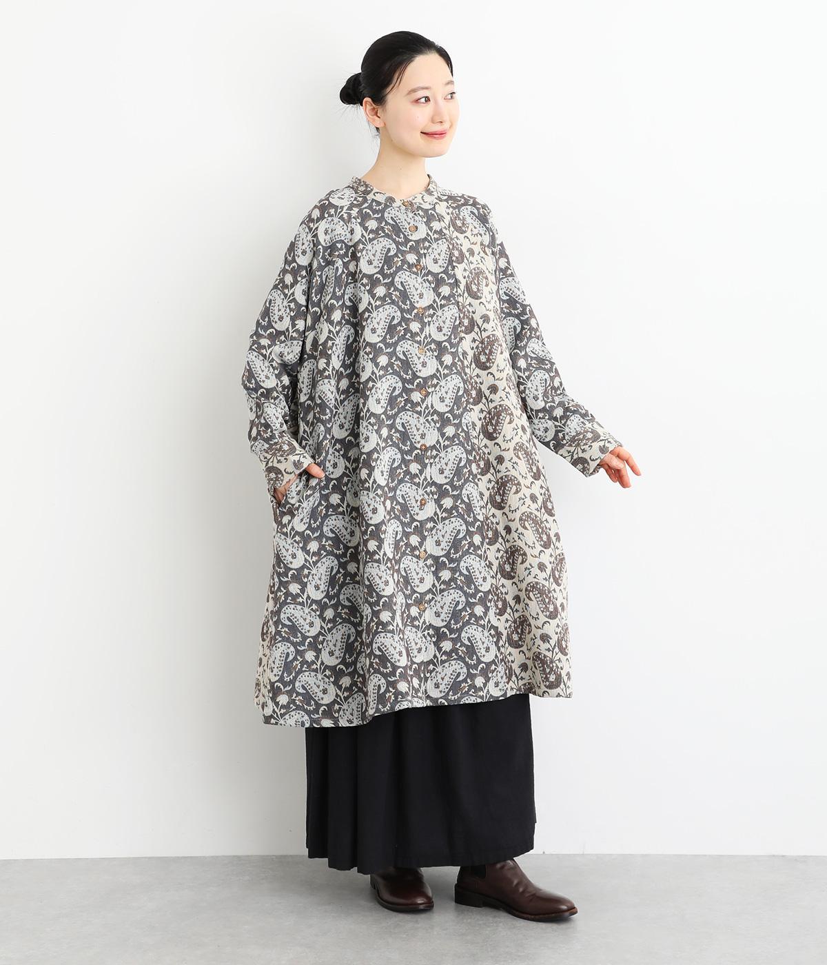 ペーズリージャカード切替チュニック(ブルー-F)