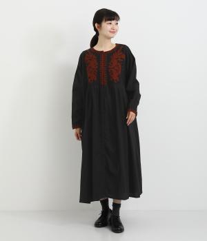 チェーン刺繍ワンピース(ブラック-F)