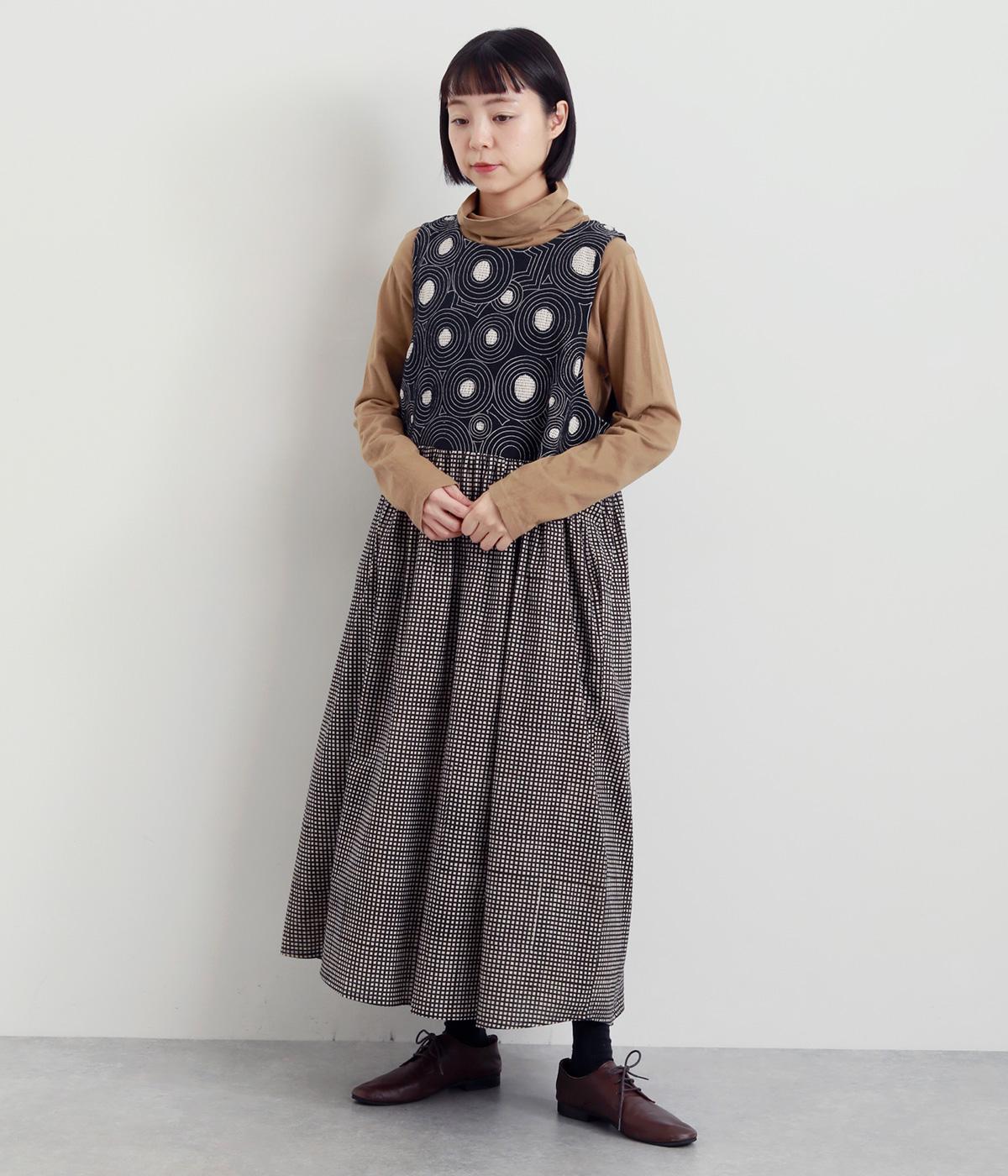 コットンサークルステッチワンピース(ブラック-F)