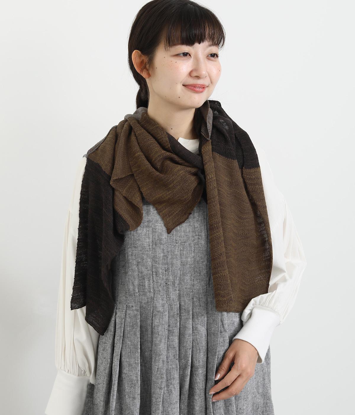 パッチワークニットストール(ブラウン-F)