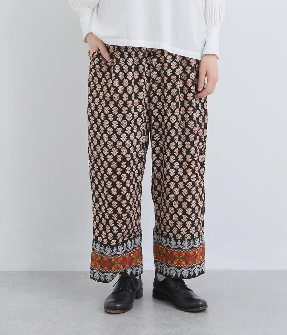 アフガン風刺繍+プリントパンツ(ブラック-F)