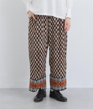 アフガン風刺繍+プリントパンツ(ブラック-F)