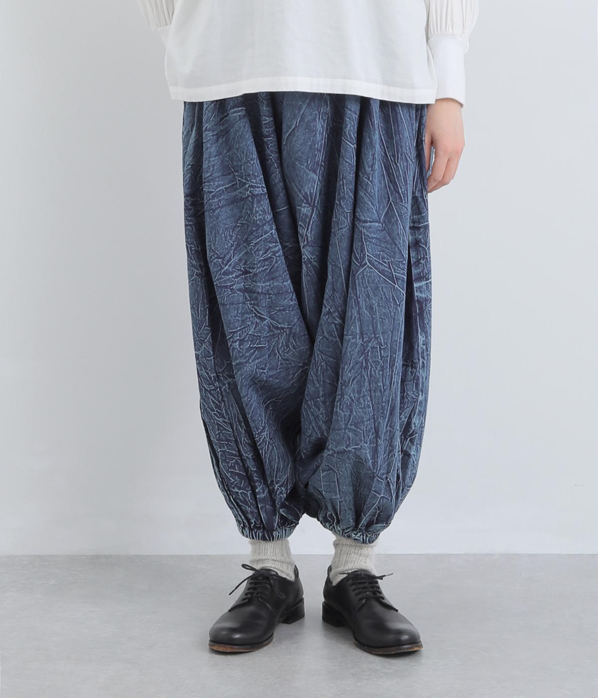 クラッシュデニム　サルエルパンツ(ネイビー-F)