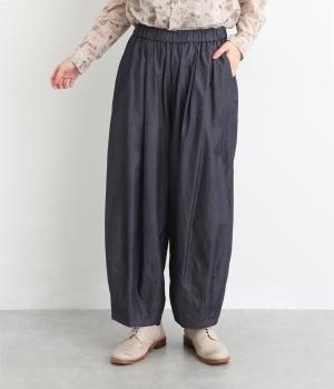 デニム　コクーンパンツ(ネイビー-F)