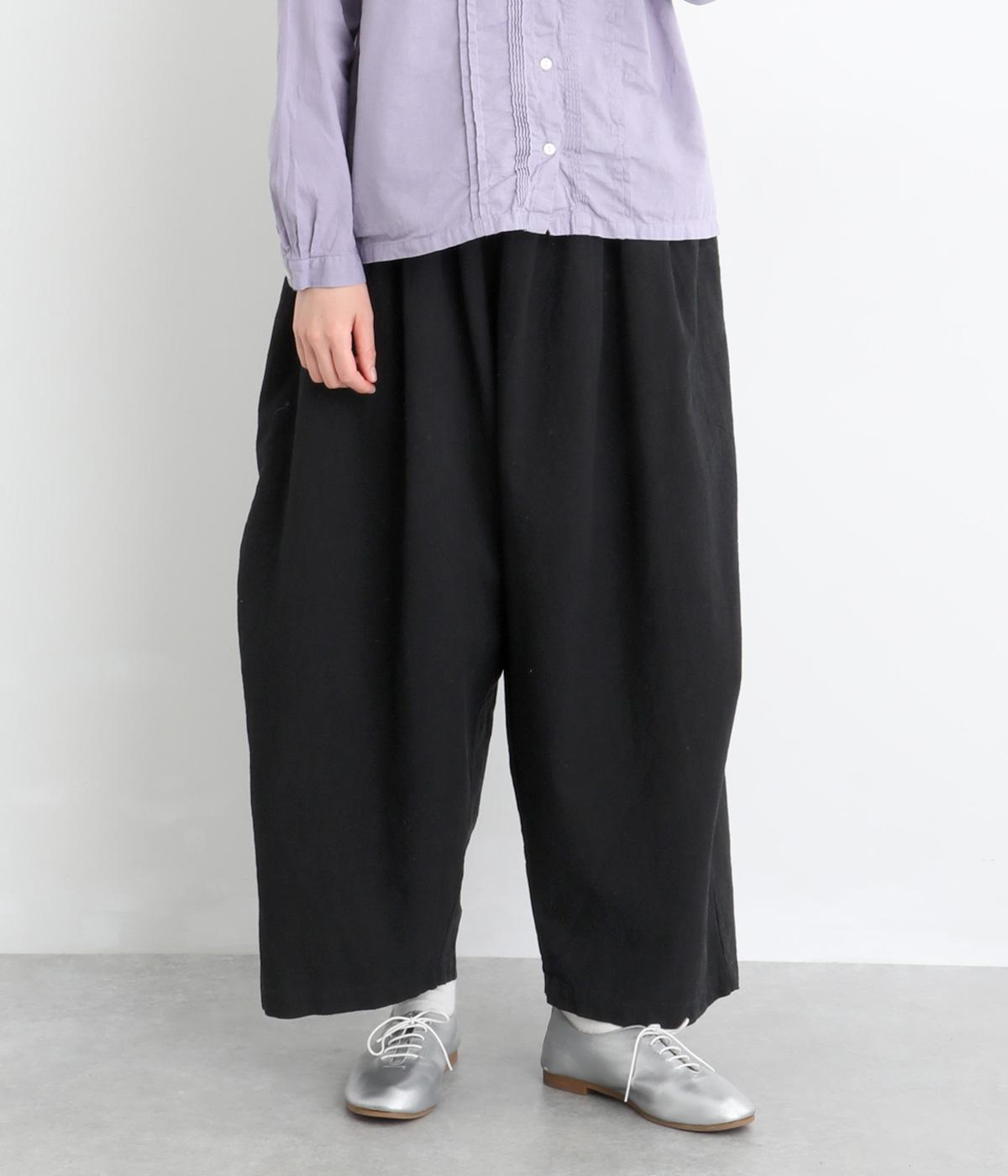 オックス厚手 タックパンツ(ブラック-F)