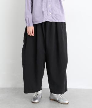 オックス厚手 タックパンツ(ブラック-F)