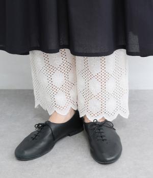 コットン裾レースパンツ(ホワイト-F)