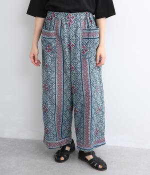 藍染プリントパンツ(ネイビー-F)