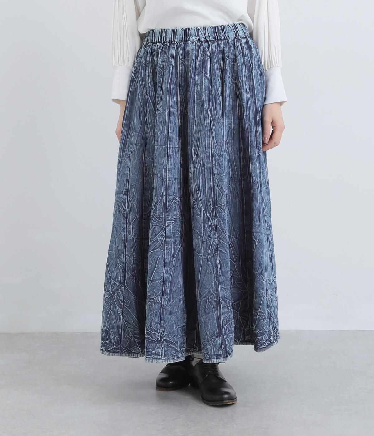 クラッシュデニム　ハギスカート(ネイビー-F)