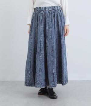 クラッシュデニム　ハギスカート(ネイビー-F)