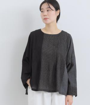 カディーストライプ切替　タックプルオーバー(ブラック-F)