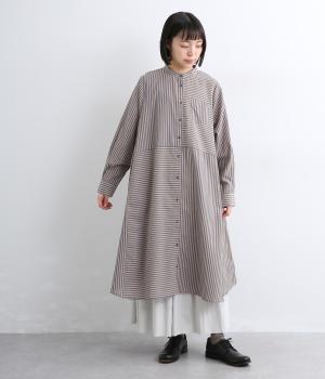 ストライプ切替チュニックワンピース