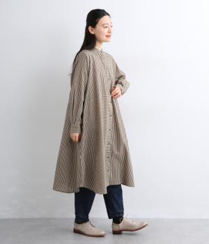 ストライプ切替チュニックワンピース(ブラック-F)