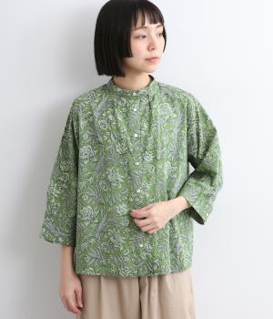 フラワーブロックプリント　ブラウス