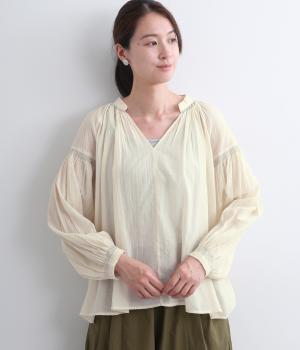 コットンガーゼシャーリング　ギャザープルオーバー