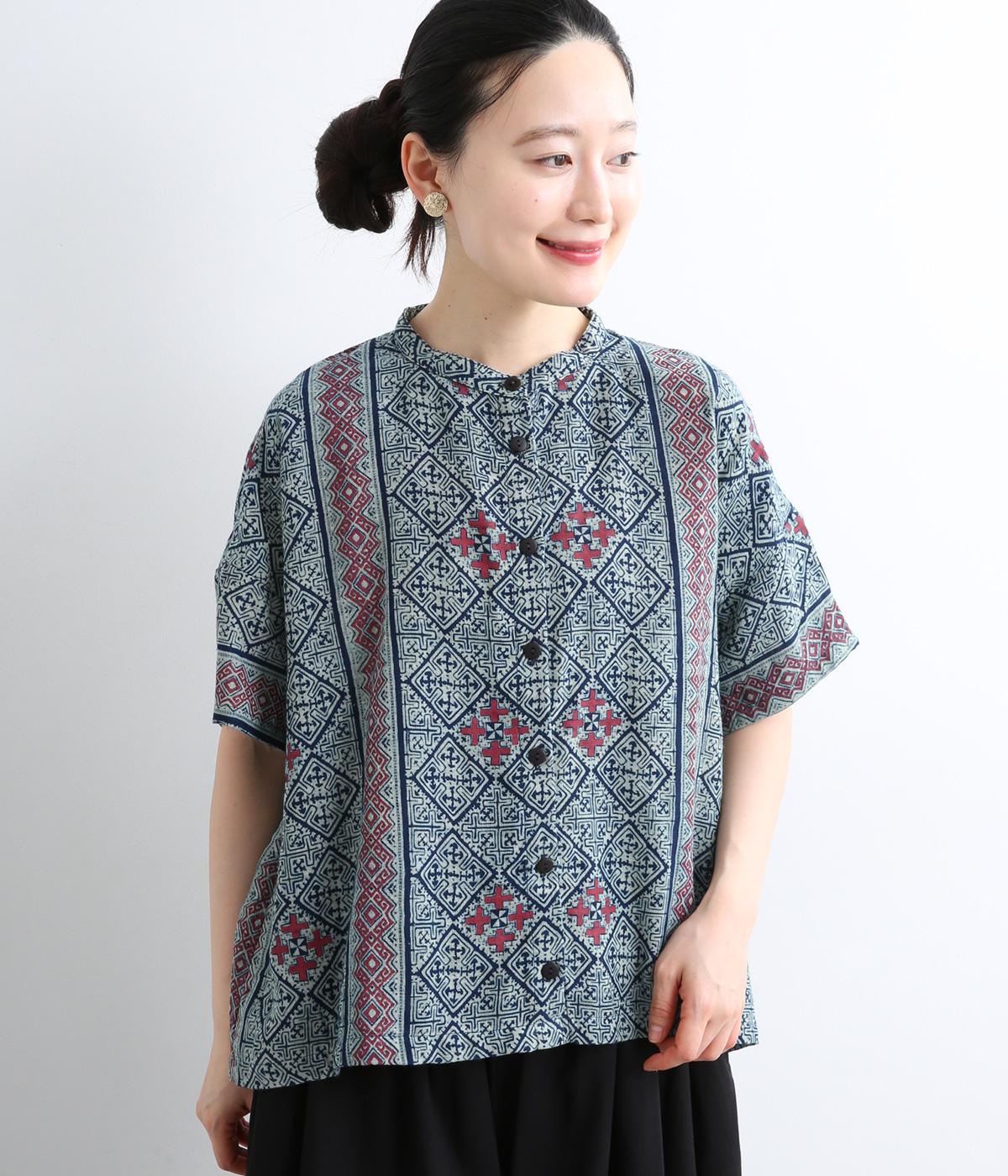 藍染プリントシャツ｜MALAIKA（マライカ）の商品詳細
