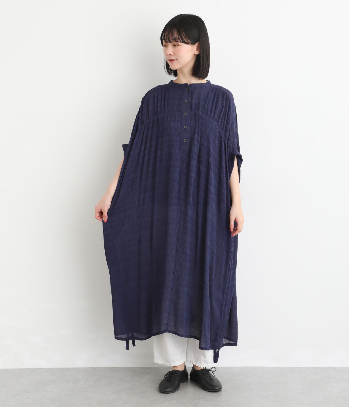 レーヨンクレープ　ワンピース(ネイビー-F)