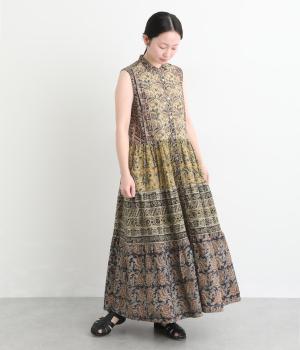 カラムカリ　ノースリーブティアードワンピース