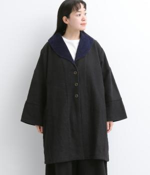厚手コットン ドロップコート（ブラック・F）