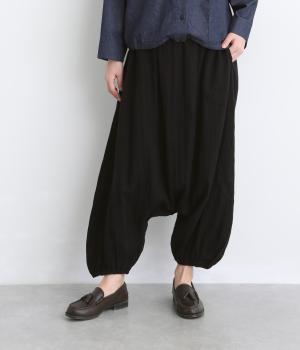 コットンダブルガーゼサルエルパンツ(ブラック-F)