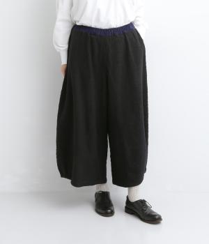 厚手コットン サイドバルーンパンツ（ブラック・F）