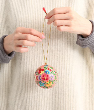 カシミール　カラーペイントボール　オーナメント(ピンク-ONESIZE)