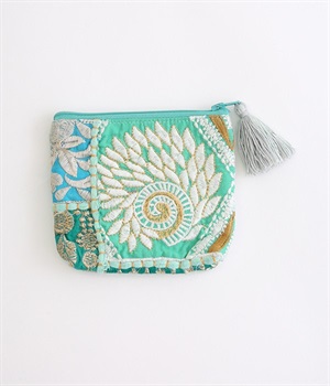 カンバディアパッチ　ティッシュケース付きポーチ(ミントグリーン-ONESIZE)