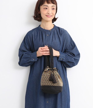 アフリカンモチーフ　丸底巾着バッグ(カラー1-ONESIZE)